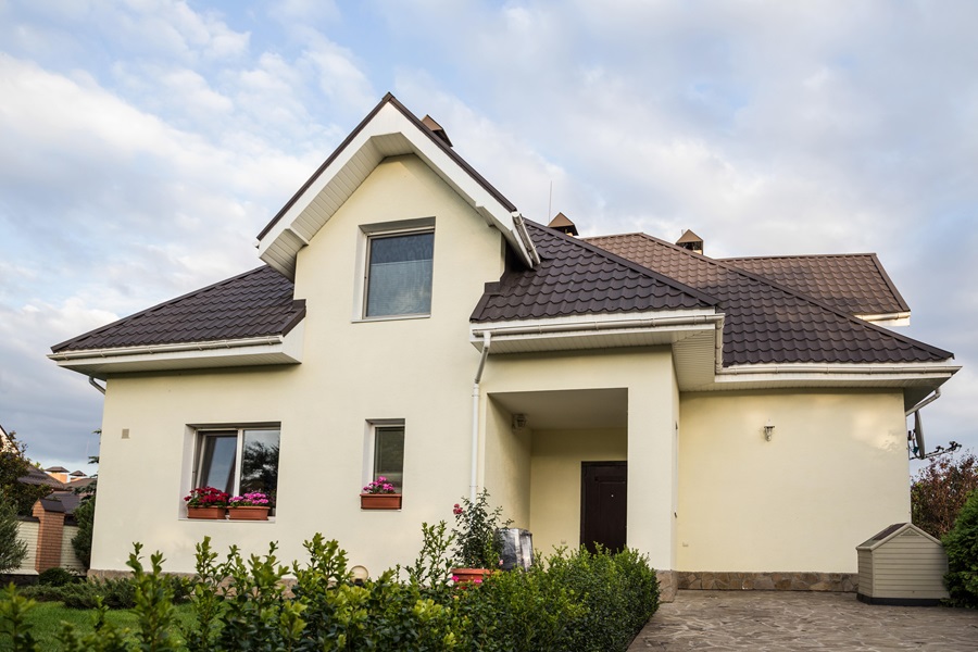 private house exterior with a garden